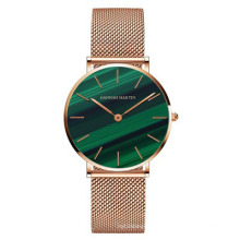 2021 NEW Stainless Steel Mesh Band Japan Quartz Waterproof Women Green Malachite Stone Ladies Top Luxury Brand Wrist Watches